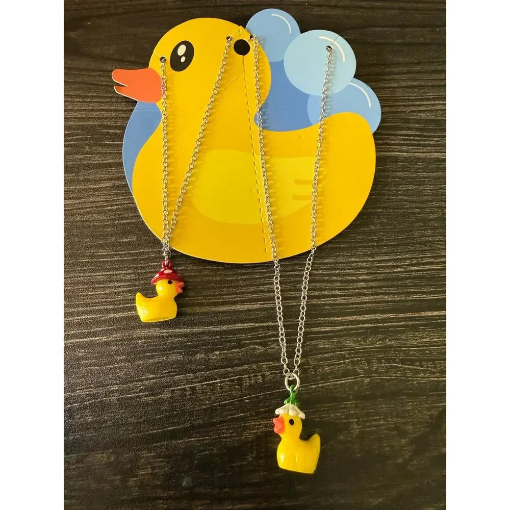 NWT Rubber Duck Mushroom and Flower BFF Necklace Bundle